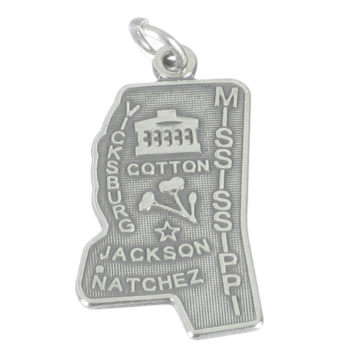 Mississippi State sterlng silver charm .925 x1 USA States America charms