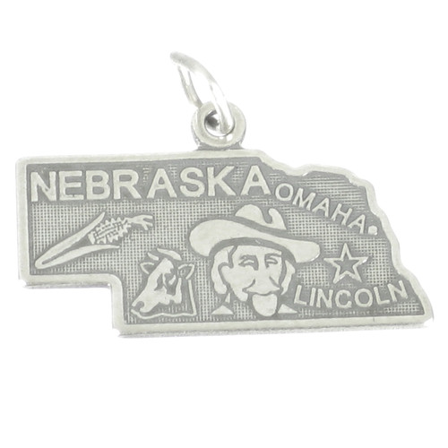 Nebraska State sterling silver charm .925 x 1 USA States America charms
