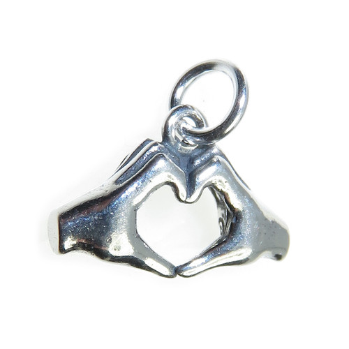 Hand Heart Heart-Hands sterling silver charm .925 x 1 Love charms
