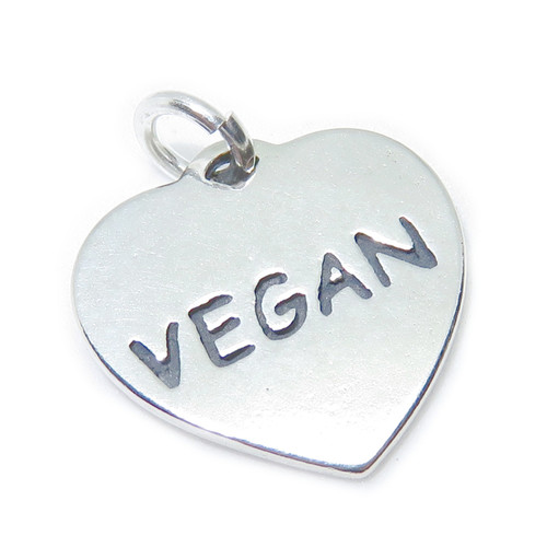 Vegan sterling silver charm .925 x 1 Veganism No Meat Vegans charms