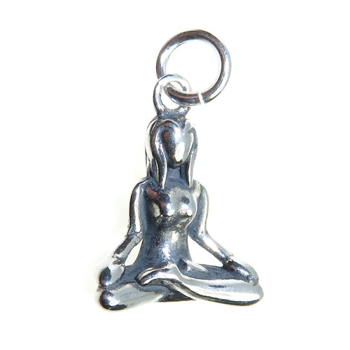 Yoga sterling silver charm .925 x 1 Peace & Meditation charms