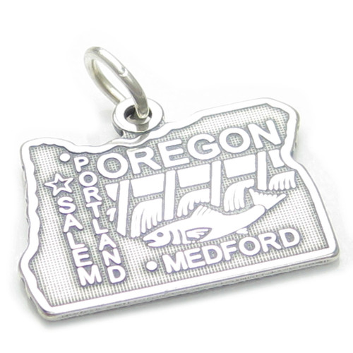 Oregon State sterling silver charm .925 x 1 USA States America charms
