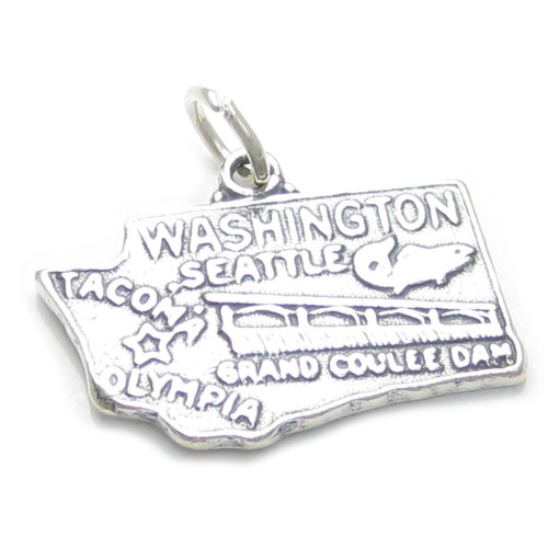 Washington State sterling silver charm .925 x1 USA States America charms