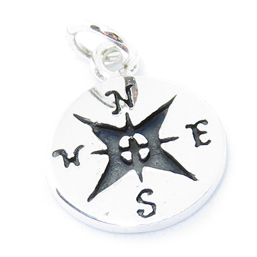 Compass TINY sterling silver charm .925 NESW Direction charms