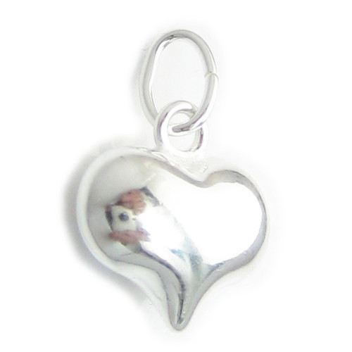 Puffed Love Heart tiny hollow sterling silver charm .925 x 1 Hearts A1