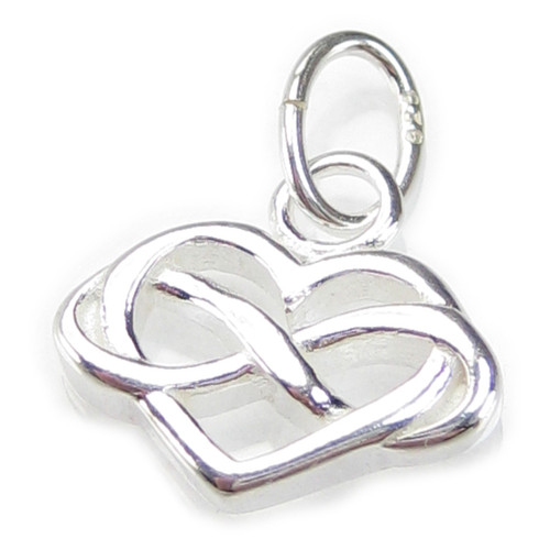 Infinity Heart small sterling silver charm .925 x 1 Forever Love charms