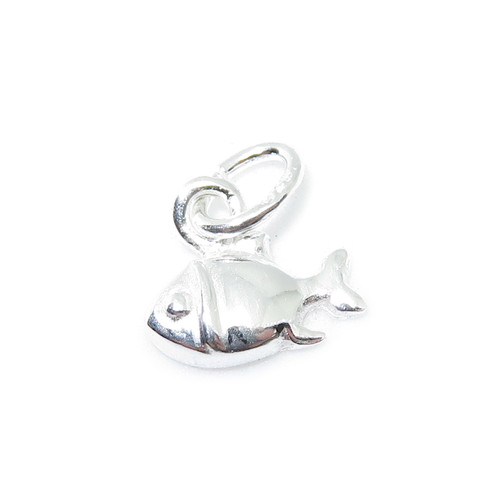 MICRO TINY 2D Fish sterling silver charm .925 x 1 small Fishes charms