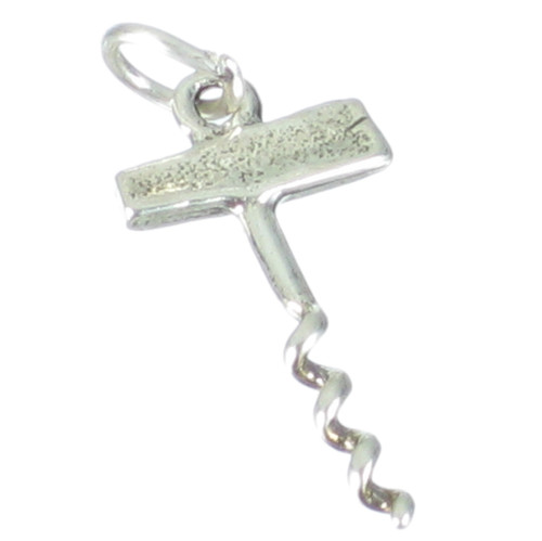 Corkscrew sterling silver charm .925 x 1 Wine Bottle Cork Screw charms