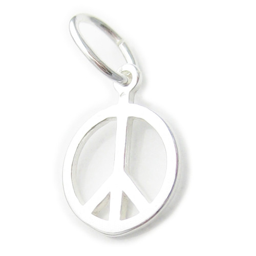 Peace Sign tiny sterling silver charm .925 x 1 Peaceful charms