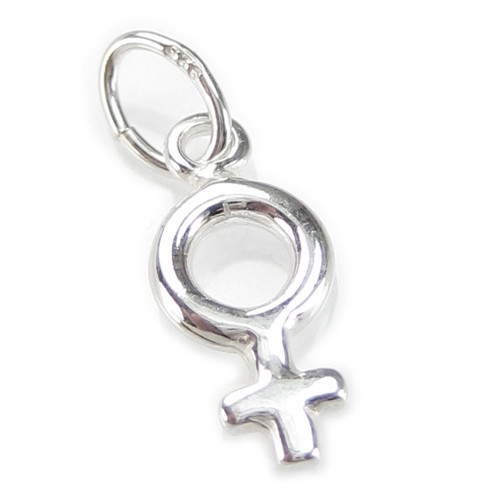 Female symbol TINY sterling silver charm .925 x 1 Womens Women signs charms