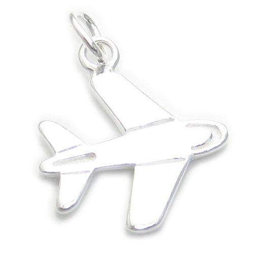 Aeroplane tiny sterling silver charm .925 Aircraft Airplane charms