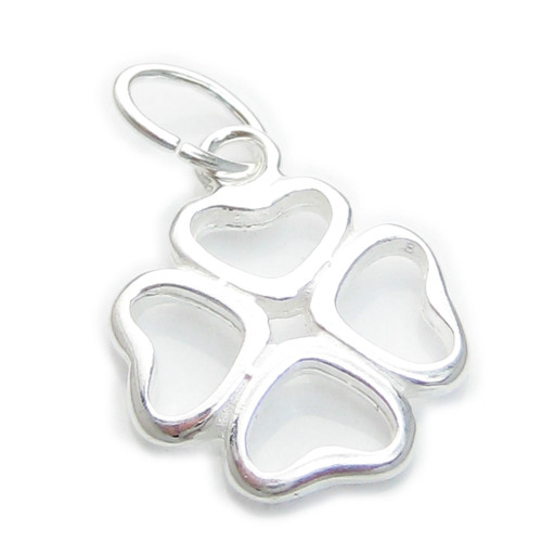 Four Leaf clover sterling silver charm .925 x 1 Lucky 4 Leaves Clovers