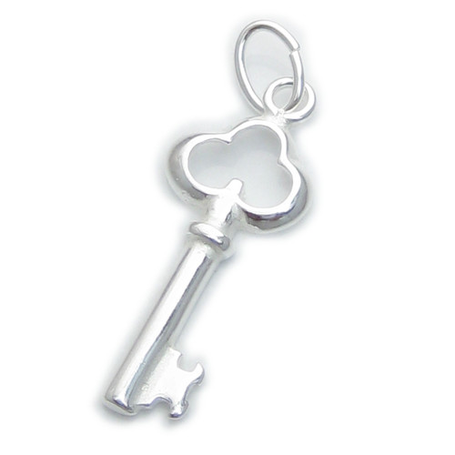 Key 2D small sterling silver charm .925 x 1 Keys charms