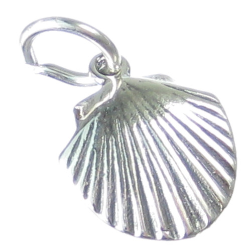 Shell 2D sterling silver charm .925 x 1 Shells Oyster Sea charms