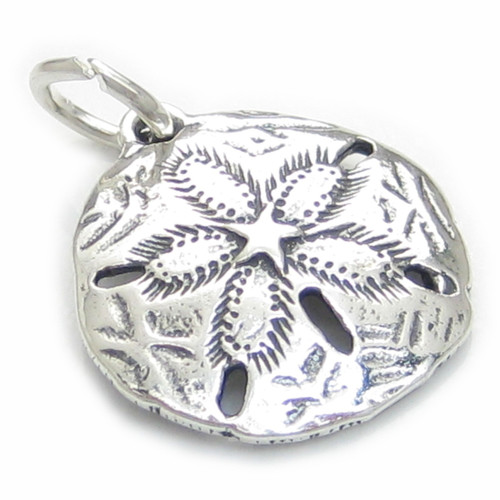 Sand Dollar sterling silver charm .925 x 1 sea cookie snapper biscuit