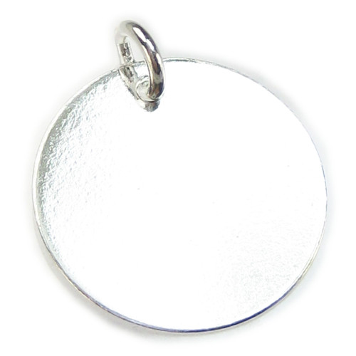 Engravable Disc sterling silver charm apx 16mm .925 x 1 Engraving discs