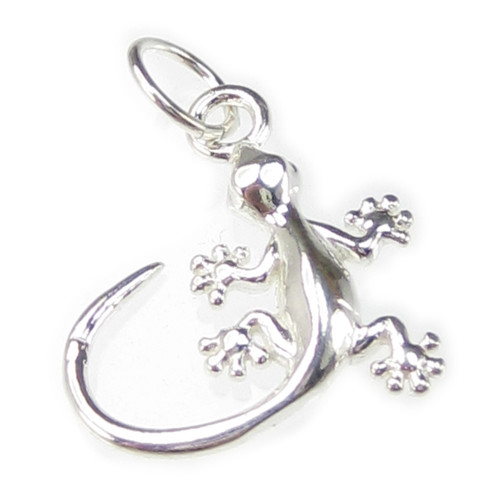 Gecko Lizard small sterling silver charm .925 x 1 Lizards charms