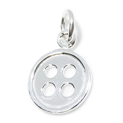 Button small sterling silver charm .925 x 1 Buton & Buttons charms
