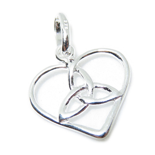Trefoil Heart small sterling silver charm pendant .925 x 1 Love hearts