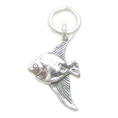 Angelfish sterling silver charm .925 x 1 Angel Fish fishes charms -A41