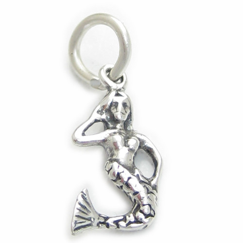 Mermaid SMALL sterling silver charm .925 x 1 Mermaids charms