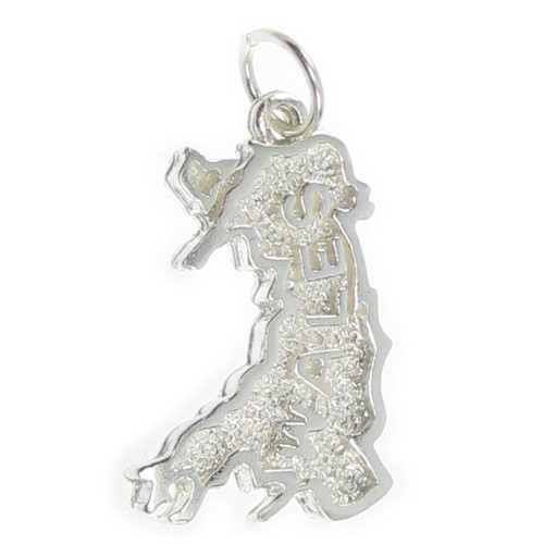 Wales map sterling silver charm .925 x 1 Welsh maps charms