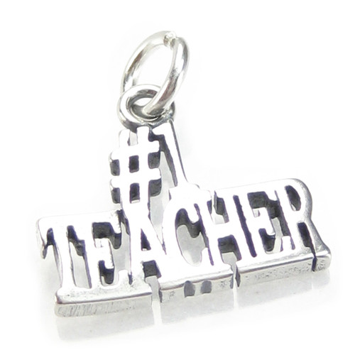 Number One Teacher sterling silver charm .925 x 1 teachers charms