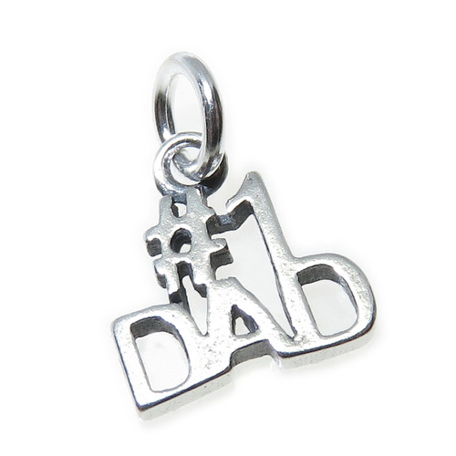 Number One DAD sterling silver charm .925 x 1 Dads charms