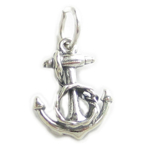 Anchor with Rope sterling silver charm .925 Anchors - Yachting charms
