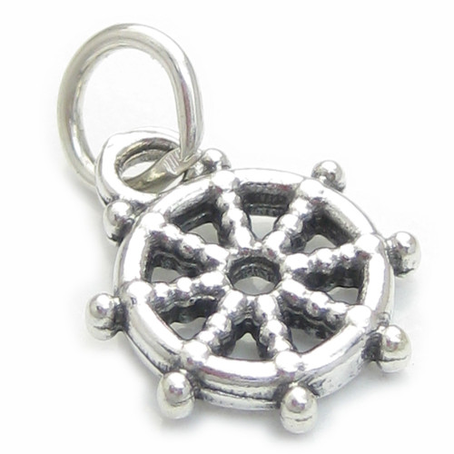 Ships Wheel small sterling silver charm .925 x 1 Yachting charms
