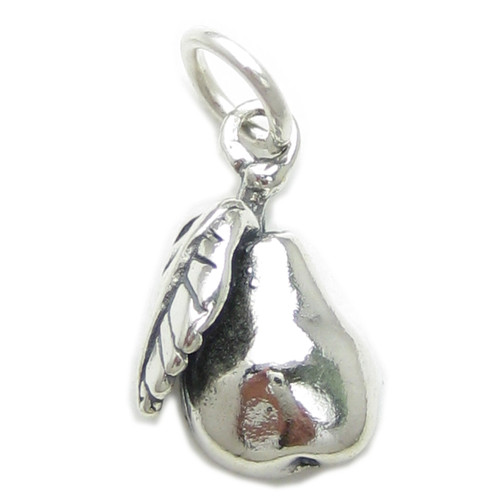 Pear 2D sterling silver charm .925 x 1 Pears fruit charms
