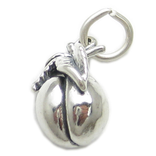 Peach sterling silver charm .925 Peaches fruit fruits charms