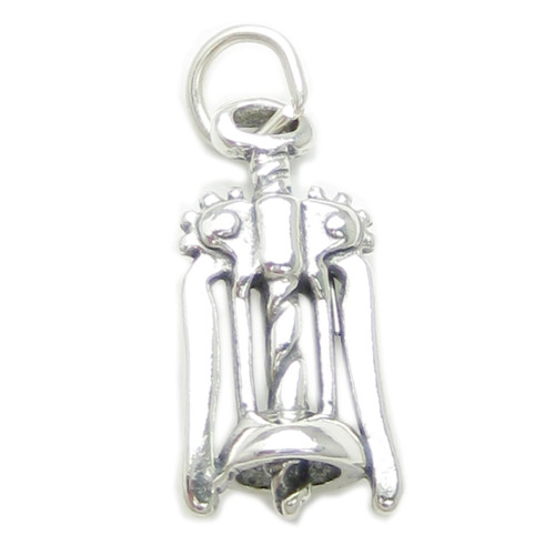 Corkscrew sterling silver charm .925 x 1 Corking Wine Cork Screw charms
