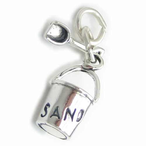 Bucket and spade sterling silver charm .925 x 1 Buckets and Spades