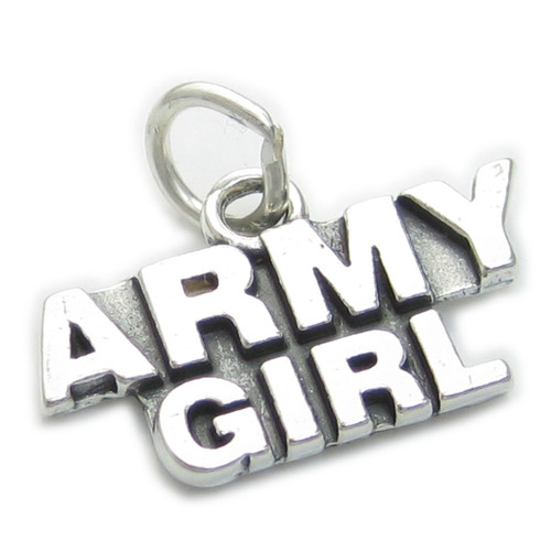 Army Girl sterling silver charm .925 x 1 Armed Forces Female charms