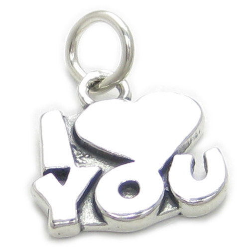 I Love You sterling silver charm .925 x 1 Loving Caring charms