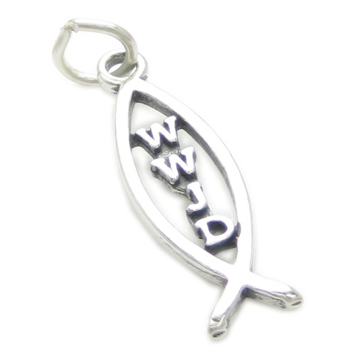 What Would Jesus Do sterling silver charm WWJD .925 x 1 Holy Fish charms