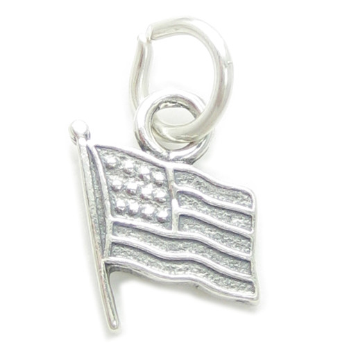 American Flag small sterling silver charm .925 x 1 USA Flags charms