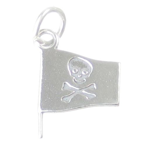 Pirate Flag sterling silver charm .925 x 1 Skull and Crossbones flags