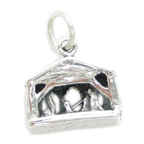 Nativity scene sterling silver charm .925 x 1 Nativitee Chritmas charms