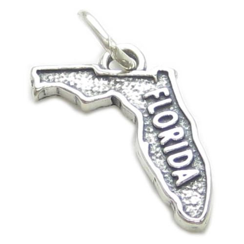 Florida map sterling silver charm .925 x1 USA States of America charms