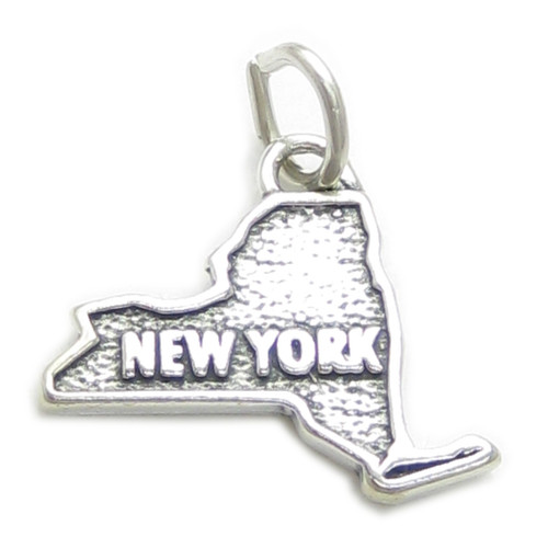 New York map sterling silver charm .925 x1 USA States of America charms
