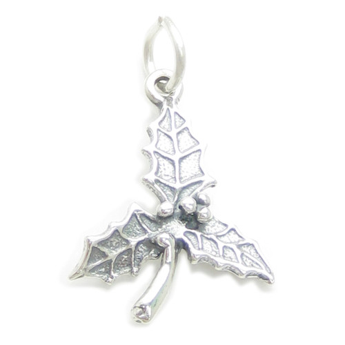 Holly sterling silver charm .925 x 1 Holley Christmas flower charms