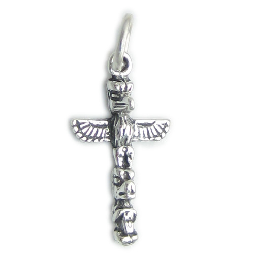 Totem Pole sterling silver charm .925 x 1 Totems Poles Native American