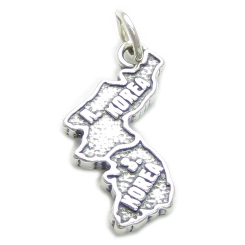 Korea map sterling silver charm .925 x 1 North South charms