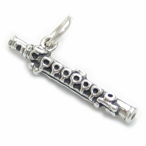 Flute sterling silver charm .925 Music Flutes charms