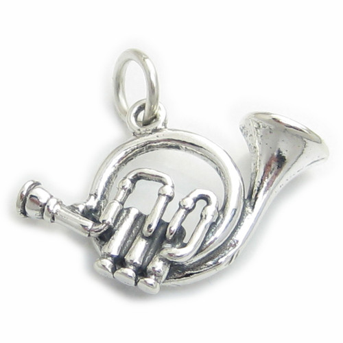 French Horn sterling silver charm .925 x 1 Music Instrument charms