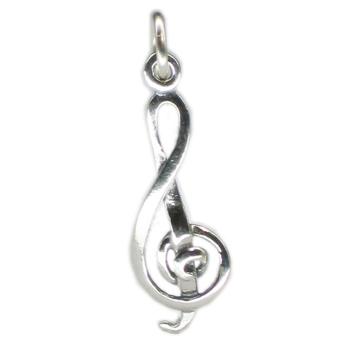 Treble clef sterling silver charm .925 x 1 Music Muscian charms