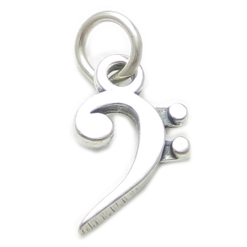 Bass Clef sterling silver charm .925 x 1 Music notes charms