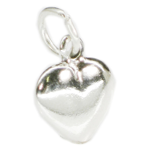 Puffed Plain heart sterling silver charm .925 Love and hearts charms